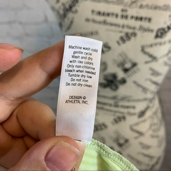 Athleta Green Stripe Speedsetter Tank Double Strap Racerback size small - Picture 8 of 10